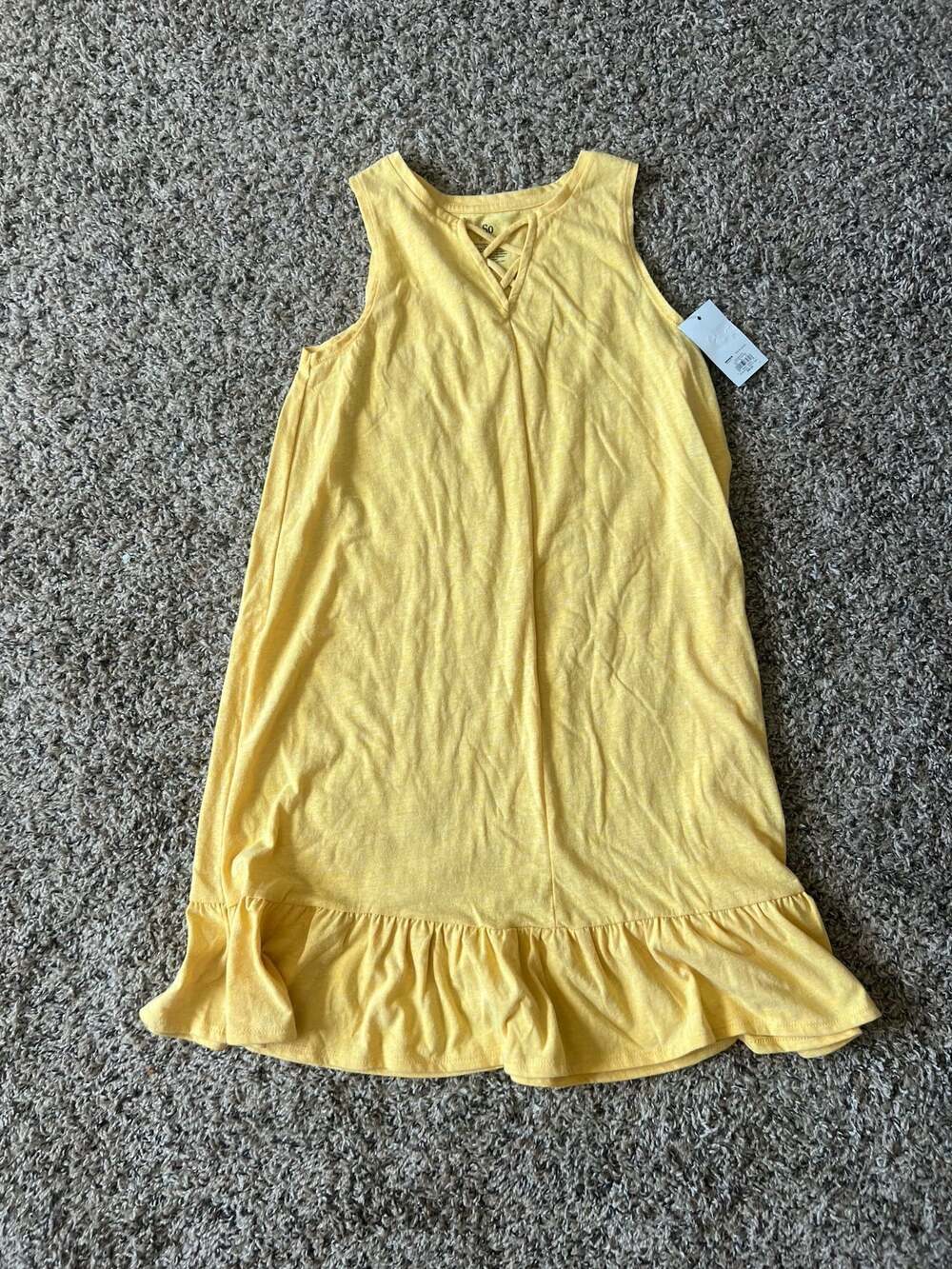 SO Girls Cross Front Ruffle Dress Yellow Size XL